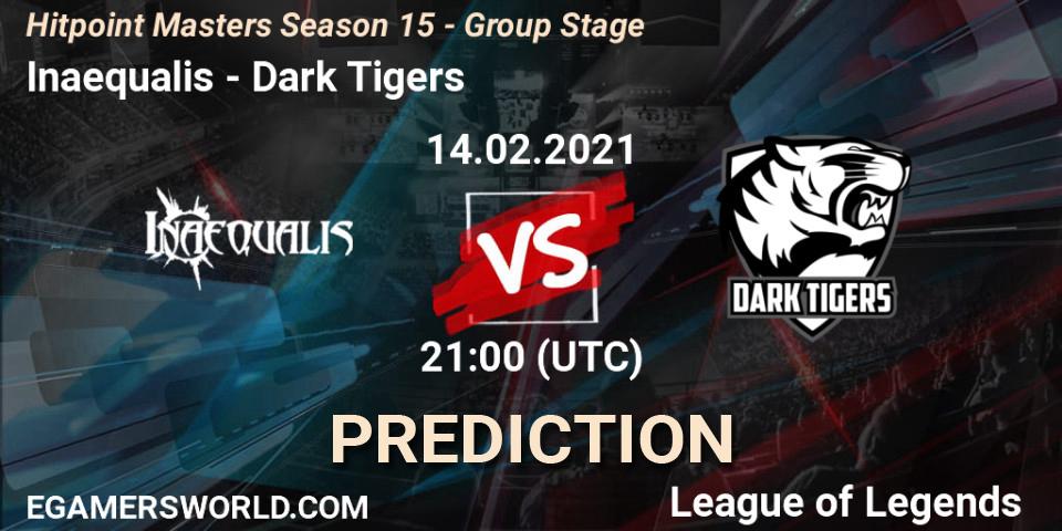 Inaequalis vs Dark Tigers: Match Prediction. 14.02.2021 at 22:10, LoL, Hitpoint Masters Season 15 - Group Stage