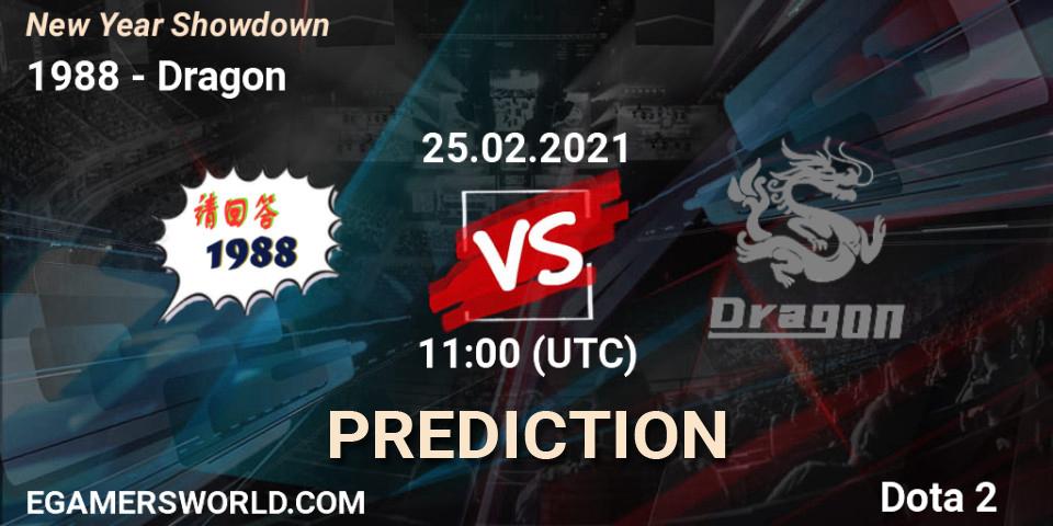 请回答1988 vs Dragon: Match Prediction. 25.02.2021 at 11:11, Dota 2, New Year Showdown