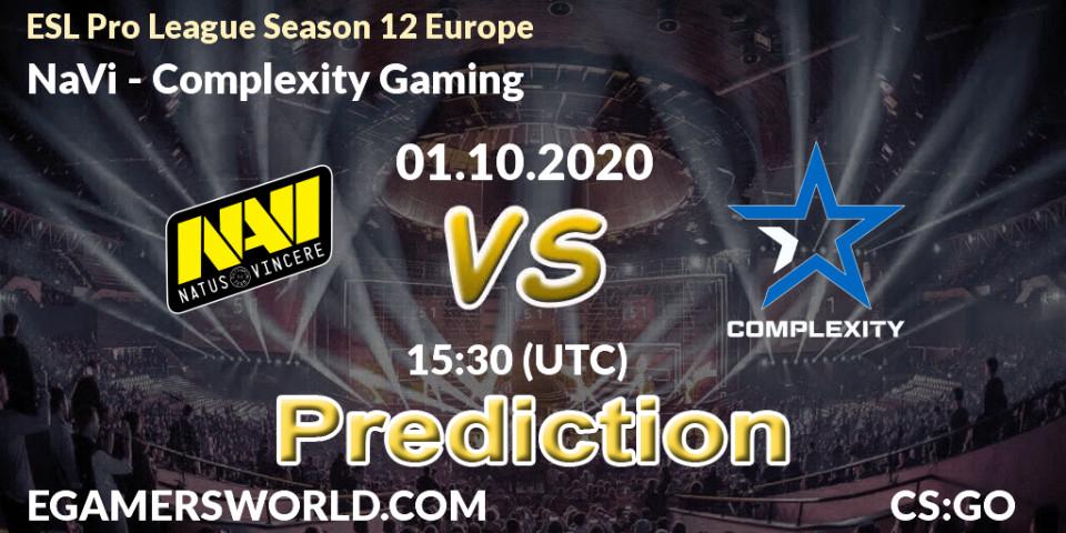 NaVi vs Complexity Gaming: Match Prediction. 01.10.2020 at 15:30, Counter-Strike (CS2), ESL Pro League Season 12 Europe