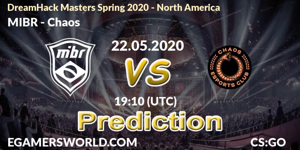 MIBR vs Chaos: Match Prediction. 22.05.2020 at 19:10, Counter-Strike (CS2), DreamHack Masters Spring 2020 - North America