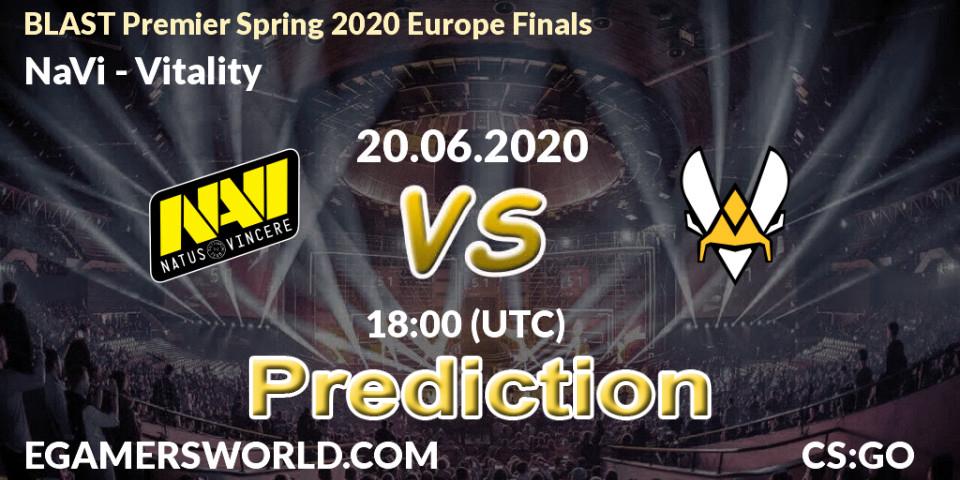 NaVi vs Vitality: Match Prediction. 20.06.2020 at 17:10, Counter-Strike (CS2), BLAST Premier Spring 2020 Europe Finals