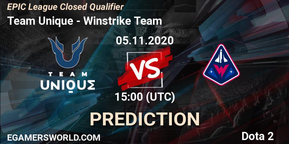 Team Unique vs Winstrike Team: Match Prediction. 05.11.2020 at 13:26, Dota 2, EPIC League Closed Qualifier