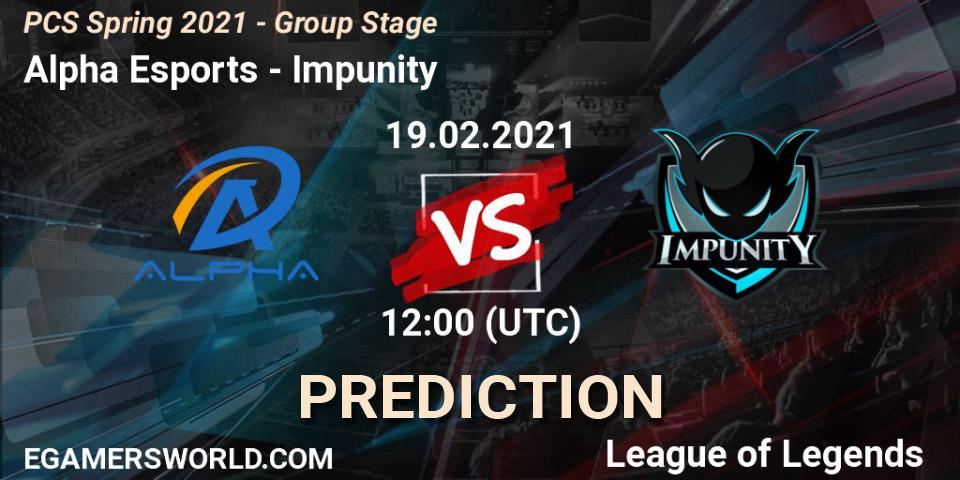Alpha Esports vs Impunity: Match Prediction. 19.02.2021 at 12:40, LoL, PCS Spring 2021 - Group Stage