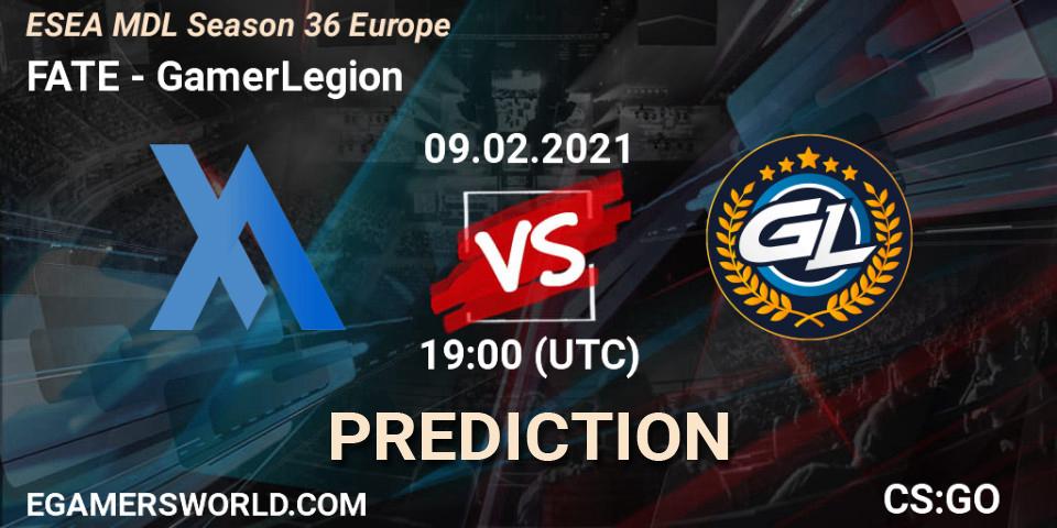 FATE vs GamerLegion: Match Prediction. 09.02.21, CS2 (CS:GO), MDL ESEA Season 36: Europe - Premier division