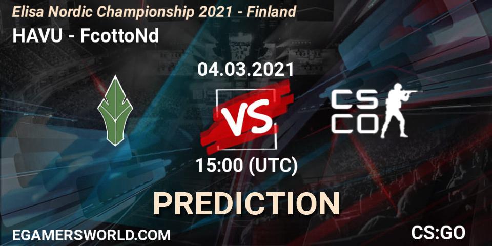 HAVU vs FcottoNd: Match Prediction. 04.03.2021 at 15:00, Counter-Strike (CS2), Elisa Nordic Championship 2021 - Finland