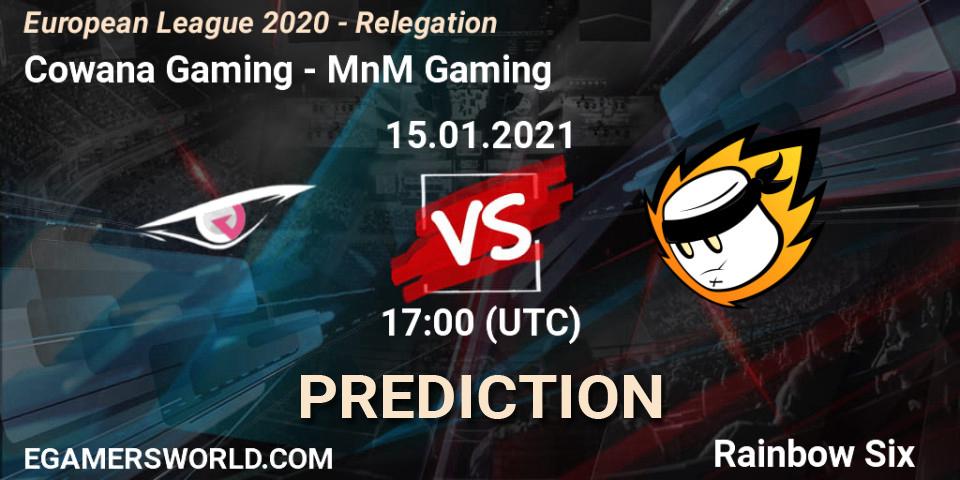 Cowana Gaming vs MnM Gaming: Match Prediction. 15.01.2021 at 17:00, Rainbow Six, European League 2020 - Relegation
