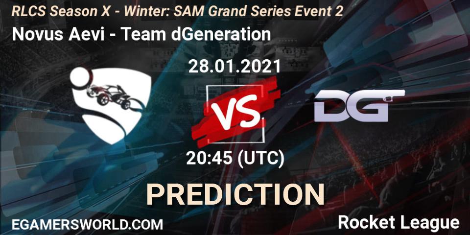 Novus Aevi vs Team dGeneration: Match Prediction. 28.01.2021 at 20:45, Rocket League, RLCS Season X - Winter: SAM Grand Series Event 2