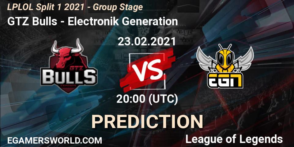 GTZ Bulls vs Electronik Generation: Match Prediction. 23.02.21, LoL, LPLOL Split 1 2021 - Group Stage