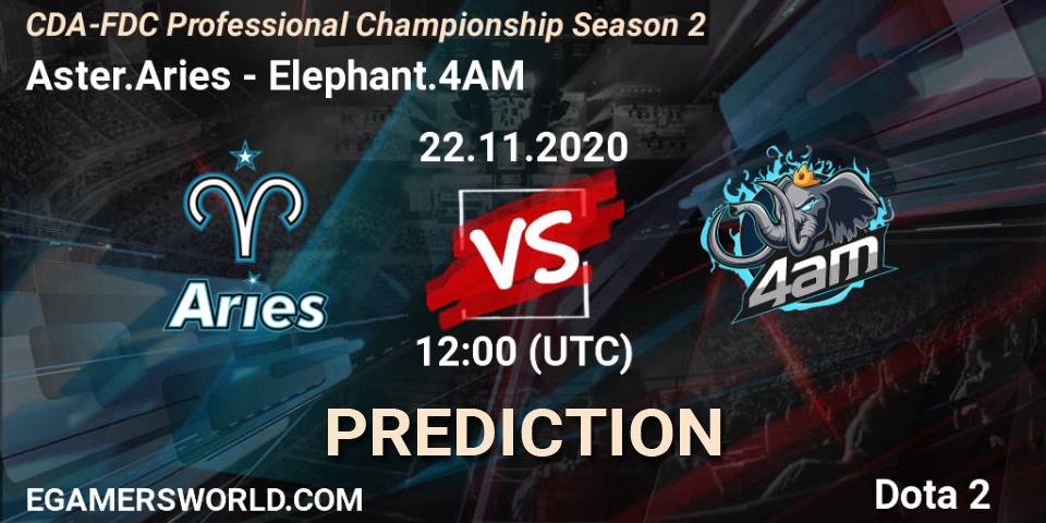 Aster.Aries vs Elephant.4AM: Match Prediction. 22.11.2020 at 12:08, Dota 2, CDA-FDC Professional Championship Season 2