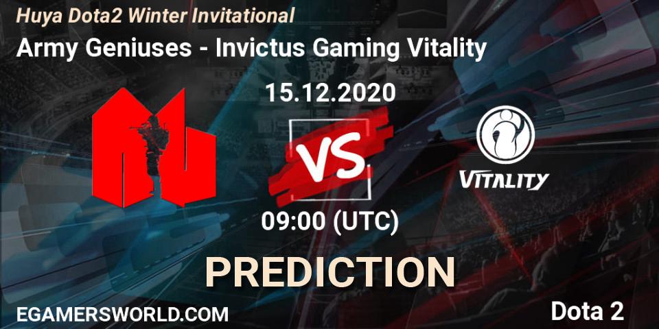 Army Geniuses vs Invictus Gaming Vitality: Match Prediction. 15.12.2020 at 09:11, Dota 2, Huya Dota2 Winter Invitational