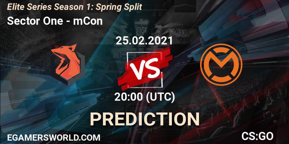 Sector One vs mCon: Match Prediction. 25.02.2021 at 20:00, Counter-Strike (CS2), Elite Series Season 1: Spring Split