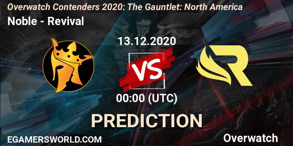 Noble vs Revival: Match Prediction. 13.12.2020 at 00:00, Overwatch, Overwatch Contenders 2020: The Gauntlet: North America