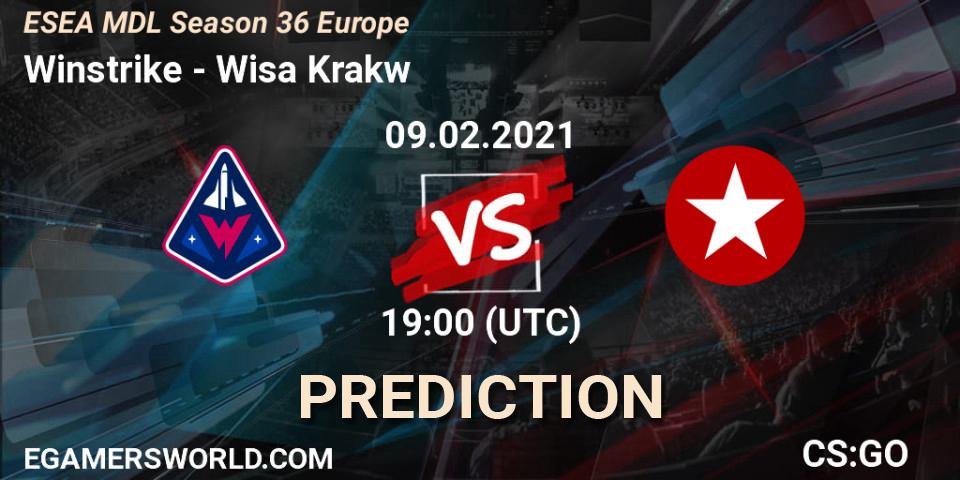 Winstrike vs Wisła Kraków: Match Prediction. 09.02.2021 at 18:05, Counter-Strike (CS2), MDL ESEA Season 36: Europe - Premier division