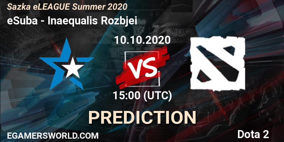 eSuba vs Inaequalis Rozbíječi: Match Prediction. 10.10.2020 at 15:24, Dota 2, Sazka eLEAGUE Summer 2020