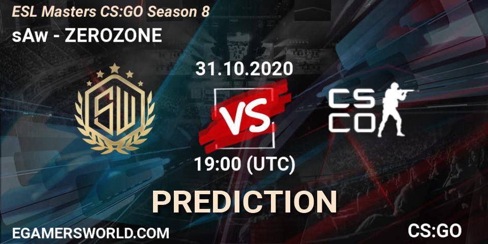 sAw vs ZEROZONE: Match Prediction. 31.10.2020 at 19:50, Counter-Strike (CS2), ESL Masters CS:GO Season 8