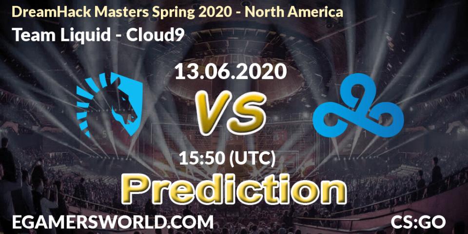 Team Liquid vs Cloud9: Match Prediction. 13.06.2020 at 15:50, Counter-Strike (CS2), DreamHack Masters Spring 2020 - North America