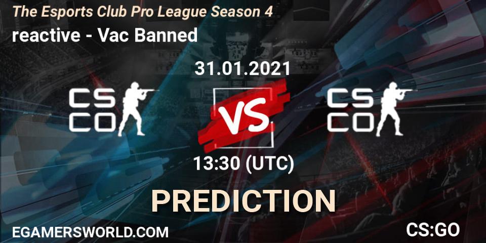 reactive vs Vac Banned: Match Prediction. 31.01.2021 at 13:30, Counter-Strike (CS2), The Esports Club Pro League Season 4