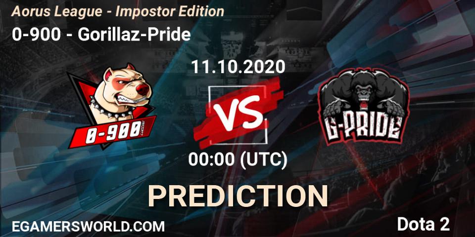 0-900 vs Gorillaz-Pride: Match Prediction. 11.10.2020 at 00:19, Dota 2, Aorus League - Impostor Edition