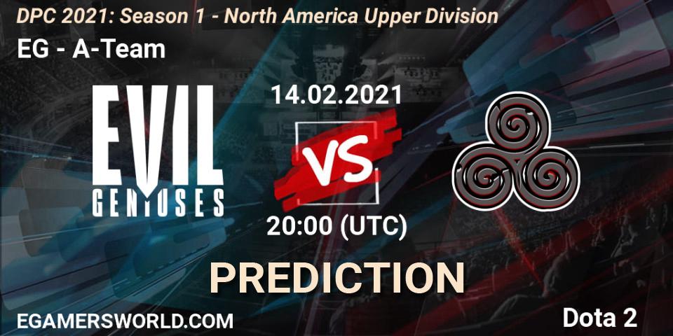 Evil Geniuses vs A-Team: Match Prediction. 14.02.2021 at 20:00, Dota 2, DPC 2021: Season 1 - North America Upper Division
