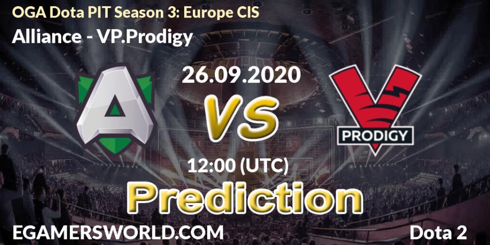 Alliance vs VP.Prodigy: Match Prediction. 26.09.2020 at 12:00, Dota 2, OGA Dota PIT Season 3: Europe CIS