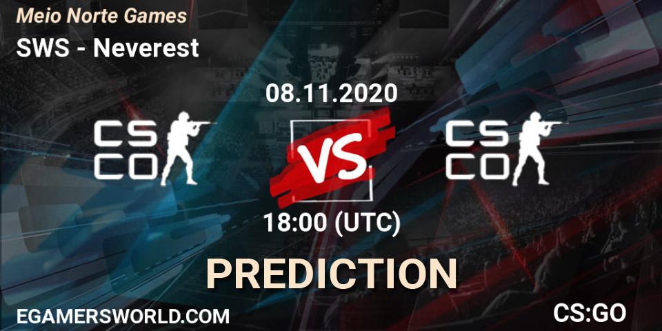 SWS vs Neverest: Match Prediction. 08.11.20, CS2 (CS:GO), Meio Norte Games