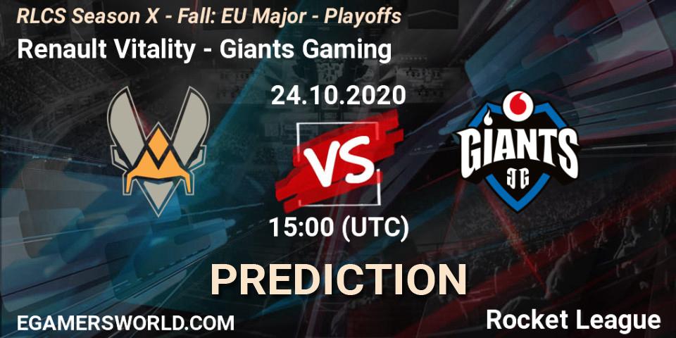 Renault Vitality vs Giants Gaming: Match Prediction. 24.10.2020 at 15:00, Rocket League, RLCS Season X - Fall: EU Major - Playoffs
