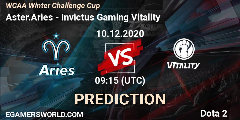 Aster.Aries vs Invictus Gaming Vitality: Match Prediction. 10.12.2020 at 09:16, Dota 2, WCAA Winter Challenge Cup