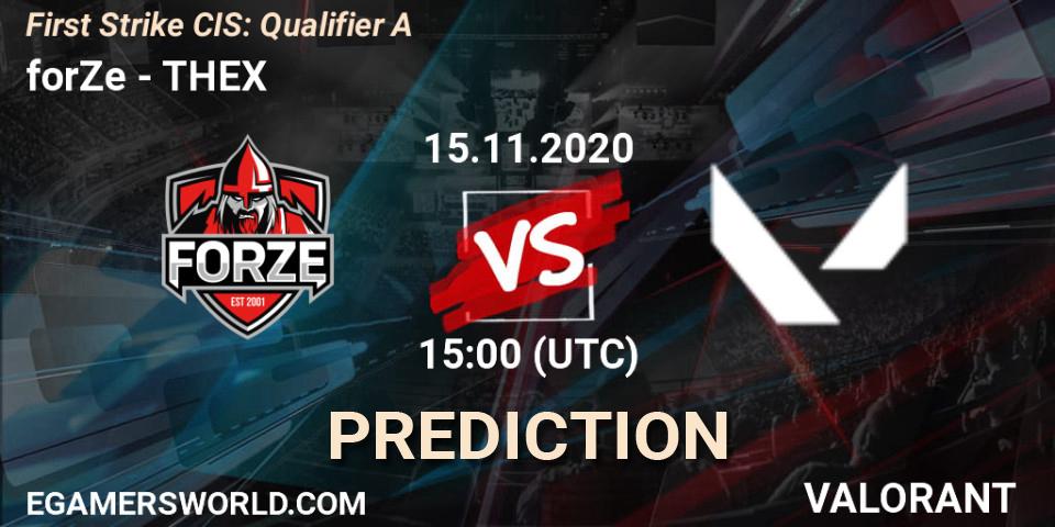 forZe vs THEX: Match Prediction. 15.11.20, VALORANT, First Strike CIS: Qualifier A