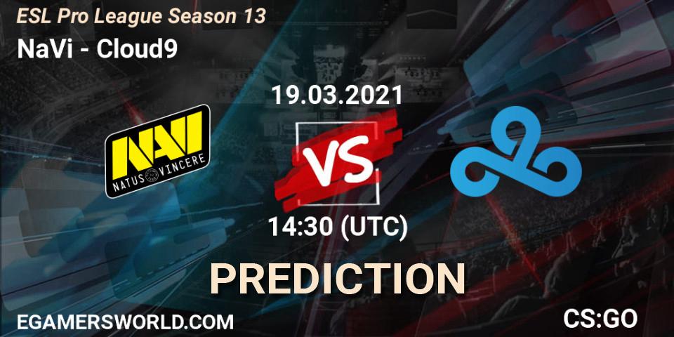 NaVi vs Cloud9: Match Prediction. 19.03.2021 at 14:40, Counter-Strike (CS2), ESL Pro League Season 13