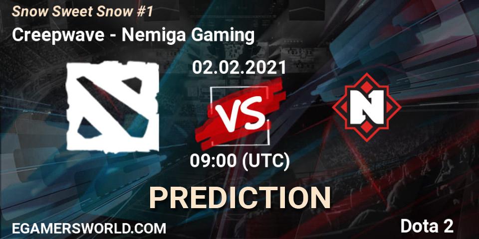 Creepwave vs Nemiga Gaming: Match Prediction. 02.02.2021 at 09:00, Dota 2, Snow Sweet Snow #1