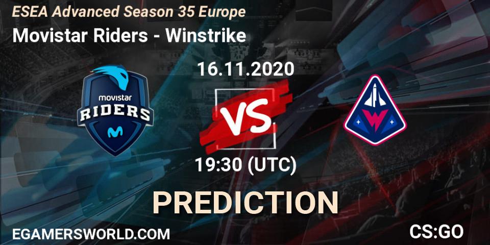 Movistar Riders vs Winstrike: Match Prediction. 17.11.2020 at 17:00, Counter-Strike (CS2), ESEA Advanced Season 35 Europe