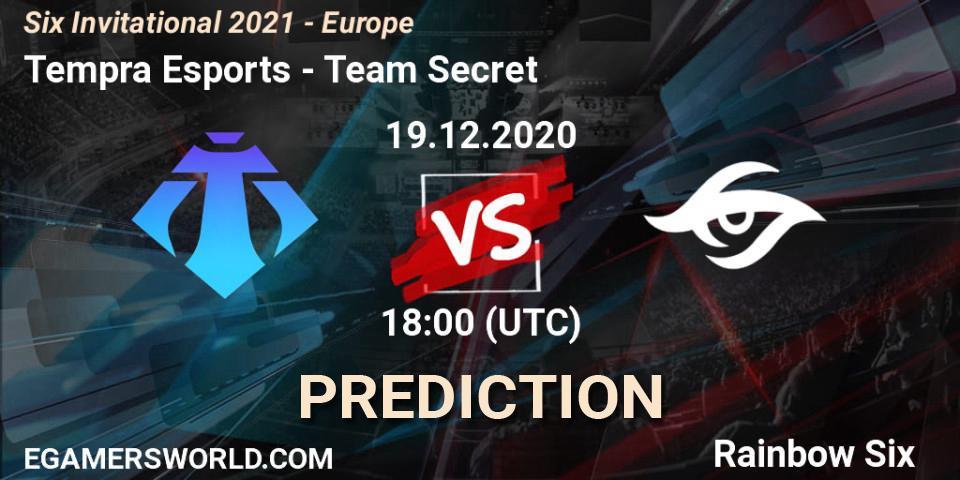 Tempra Esports vs Team Secret: Match Prediction. 19.12.2020 at 18:00, Rainbow Six, Six Invitational 2021 - Europe
