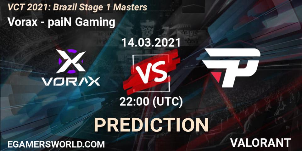 Vorax vs paiN Gaming: Match Prediction. 14.03.2021 at 22:00, VALORANT, VCT 2021: Brazil Stage 1 Masters