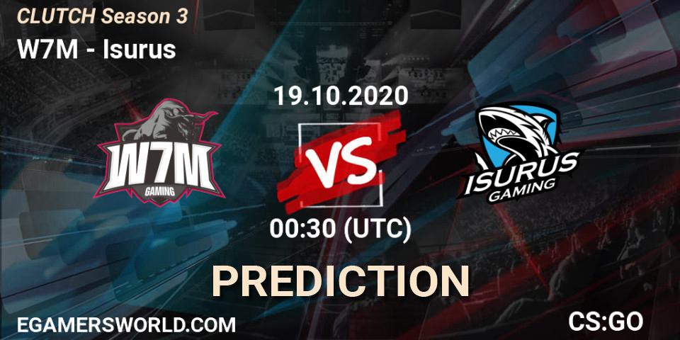 W7M vs Isurus: Match Prediction. 19.10.2020 at 01:15, Counter-Strike (CS2), CLUTCH Season 3