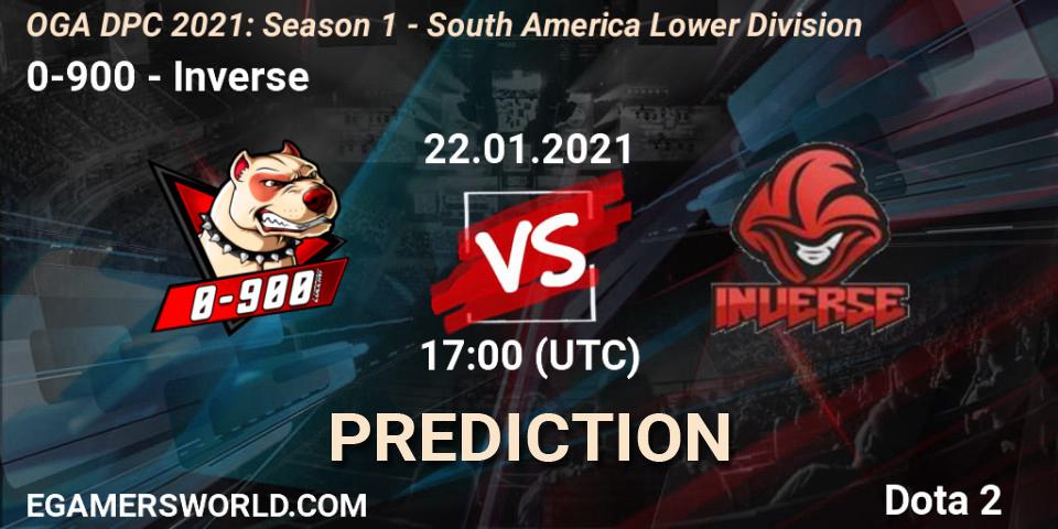 0-900 vs Inverse: Match Prediction. 22.01.21, Dota 2, OGA DPC 2021: Season 1 - South America Lower Division