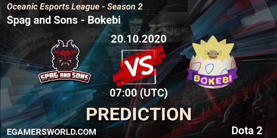 Spag and Sons vs Bokebi: Match Prediction. 20.10.2020 at 07:01, Dota 2, Oceanic Esports League - Season 2