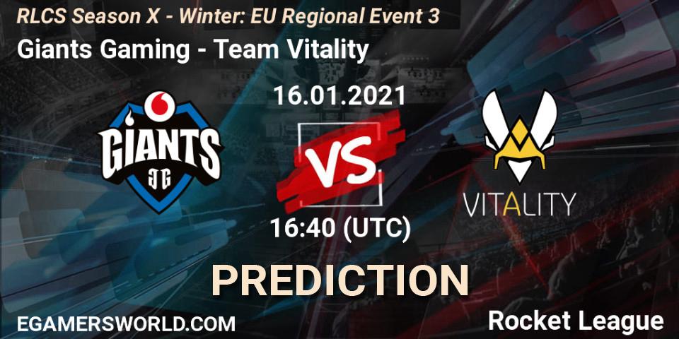Giants Gaming vs Team Vitality: Match Prediction. 16.01.2021 at 17:40, Rocket League, RLCS Season X - Winter: EU Regional Event 3