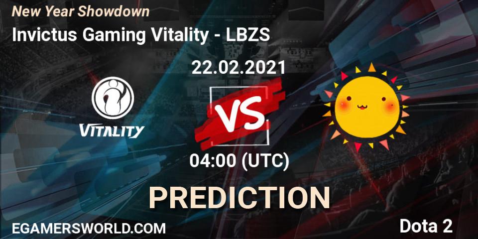 Invictus Gaming Vitality vs LBZS: Match Prediction. 22.02.2021 at 04:07, Dota 2, New Year Showdown