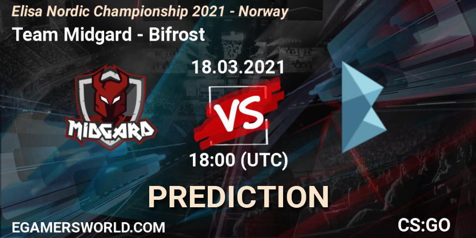 Team Midgard vs Bifrost: Match Prediction. 18.03.2021 at 18:10, Counter-Strike (CS2), Elisa Nordic Championship 2021 - Norway