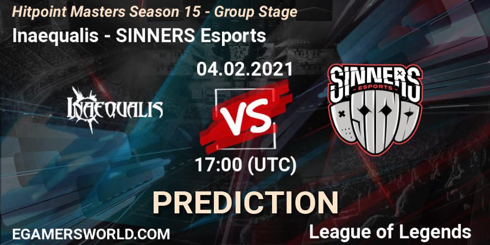 Inaequalis vs SINNERS Esports: Match Prediction. 04.02.2021 at 17:00, LoL, Hitpoint Masters Season 15 - Group Stage