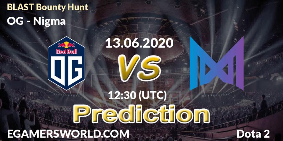 OG vs Nigma: Match Prediction. 13.06.2020 at 12:31, Dota 2, BLAST Bounty Hunt