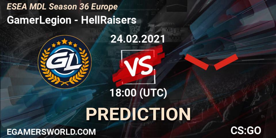 GamerLegion vs HellRaisers: Match Prediction. 04.03.2021 at 18:00, Counter-Strike (CS2), MDL ESEA Season 36: Europe - Premier division