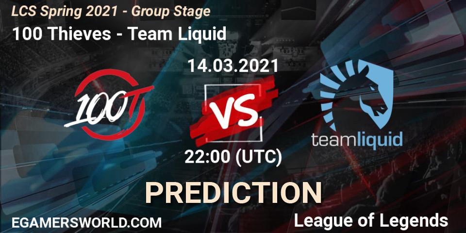 100 Thieves vs Team Liquid: Match Prediction. 14.03.2021 at 22:00, LoL, LCS Spring 2021 - Group Stage