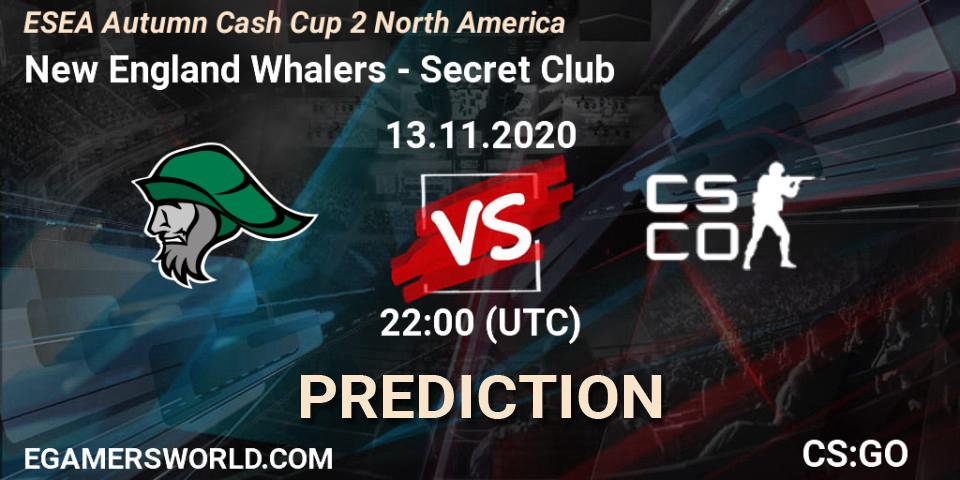 New England Whalers vs Secret Club: Match Prediction. 13.11.20, CS2 (CS:GO), ESEA Autumn Cash Cup 2 North America