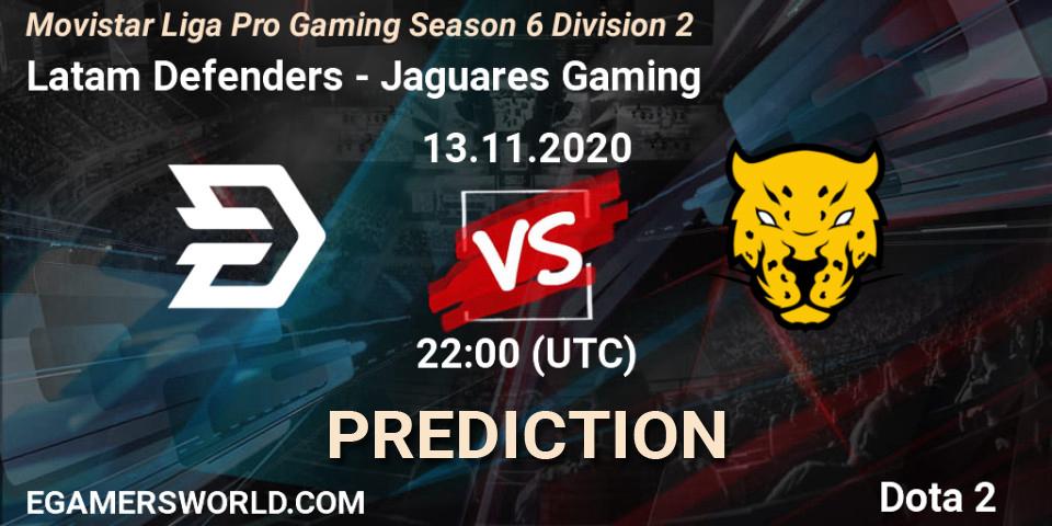 Latam Defenders vs Jaguares Gaming: Match Prediction. 13.11.2020 at 21:31, Dota 2, Movistar Liga Pro Gaming Season 6 Division 2