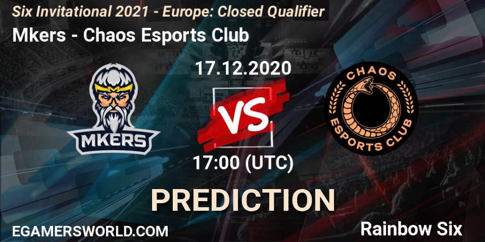 Mkers vs Chaos Esports Club: Match Prediction. 17.12.20, Rainbow Six, Six Invitational 2021 - Europe: Closed Qualifier