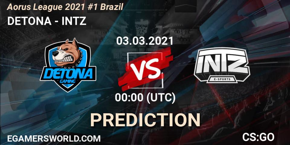 DETONA vs INTZ: Match Prediction. 03.03.2021 at 00:10, Counter-Strike (CS2), Aorus League 2021 #1 Brazil