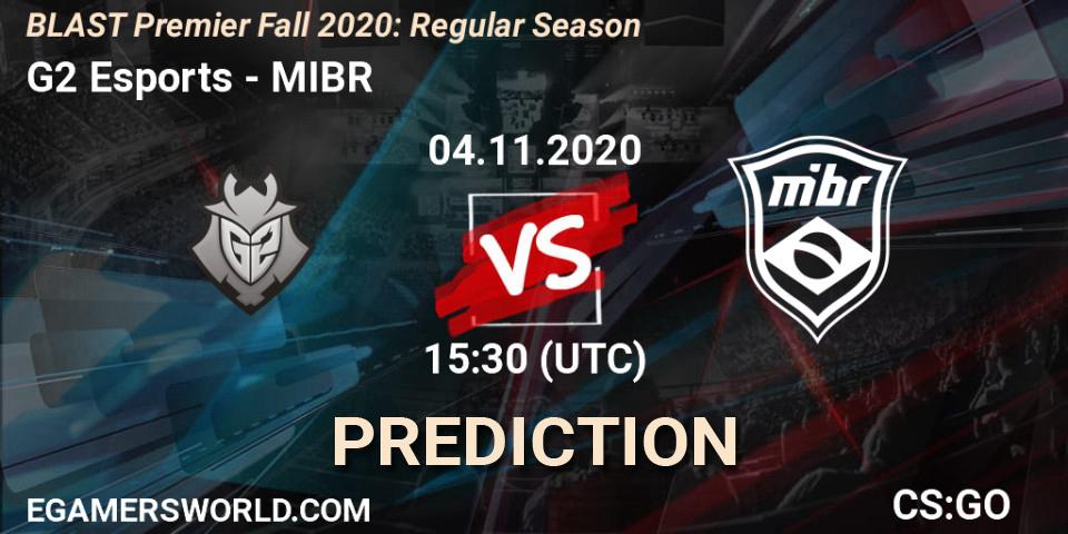 G2 Esports vs MIBR: Match Prediction. 04.11.2020 at 15:30, Counter-Strike (CS2), BLAST Premier Fall 2020: Regular Season