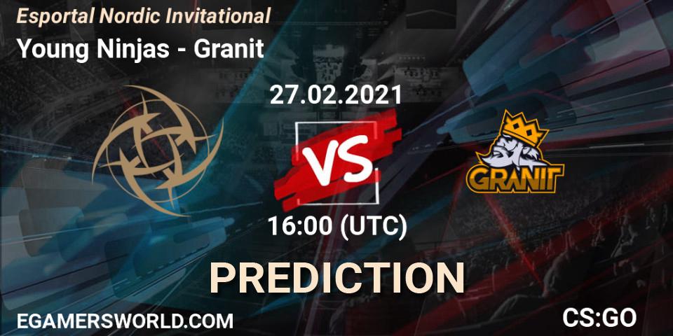 Young Ninjas vs Granit: Match Prediction. 27.02.2021 at 16:00, Counter-Strike (CS2), Esportal Nordic Invitational
