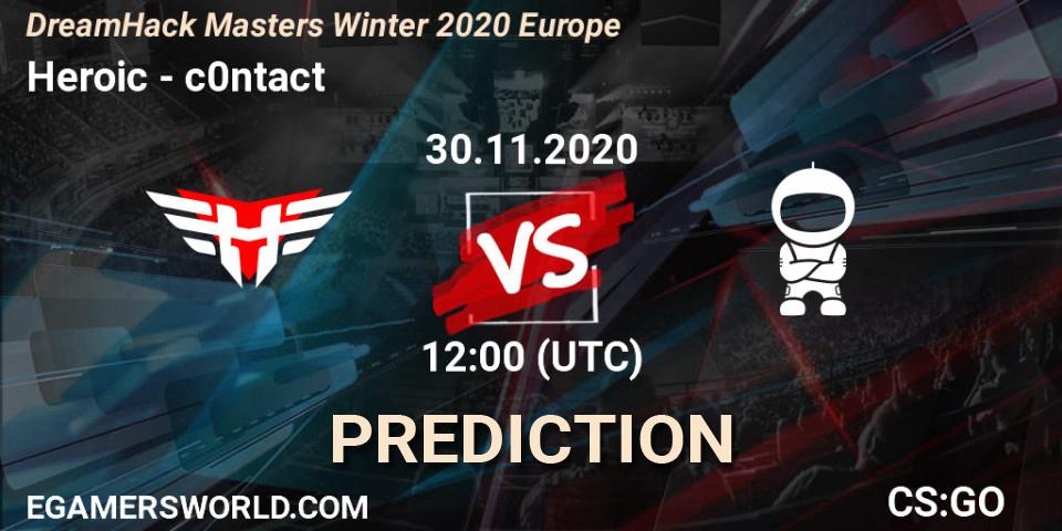 Heroic vs c0ntact: Match Prediction. 30.11.2020 at 12:00, Counter-Strike (CS2), DreamHack Masters Winter 2020 Europe